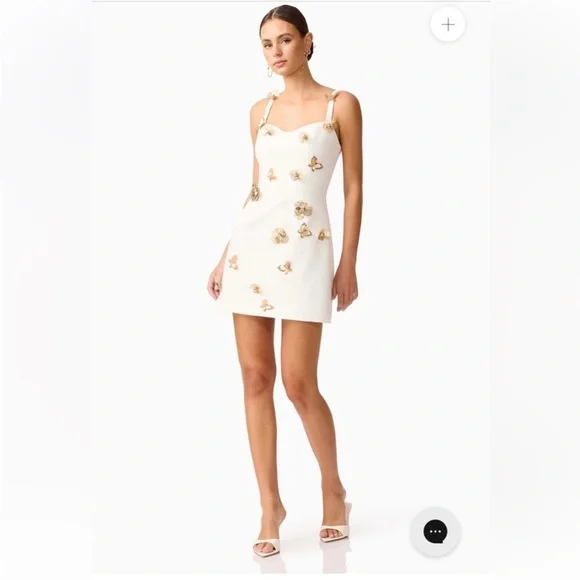 elliatt mira white sweetheart 3d floral butterfly embellished mini dress XS NEW - Picture 5 of 13